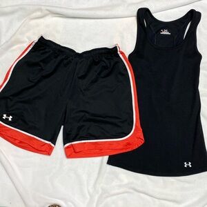 UNDER ARMOUR ATHLETIC SHORTS AND TANK TOP